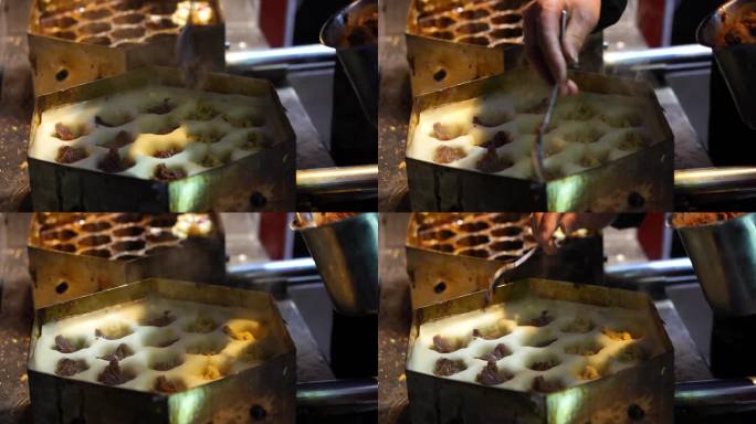 南京传统风味特色美食小吃梅花糕的制作过程