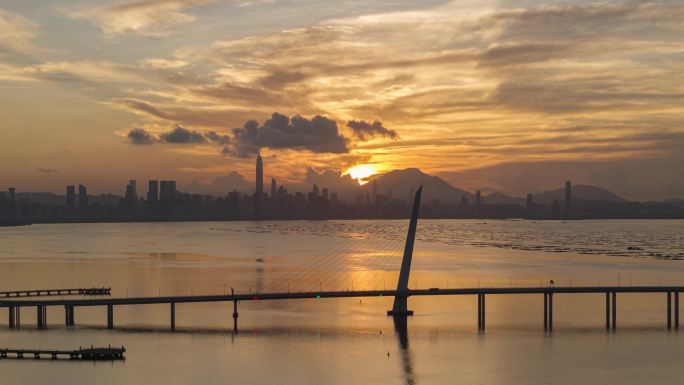 【正版原创】深圳湾大桥福田日出高空延时