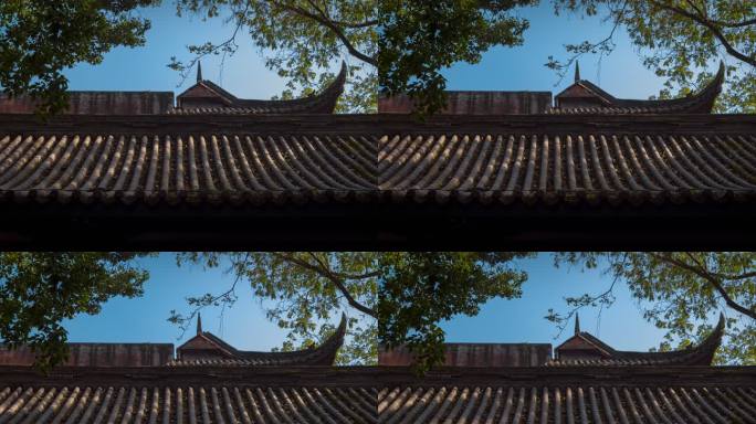 中式建筑房顶房檐延时摄影