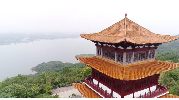 湖北松滋洈水风景区湖景 生态岛