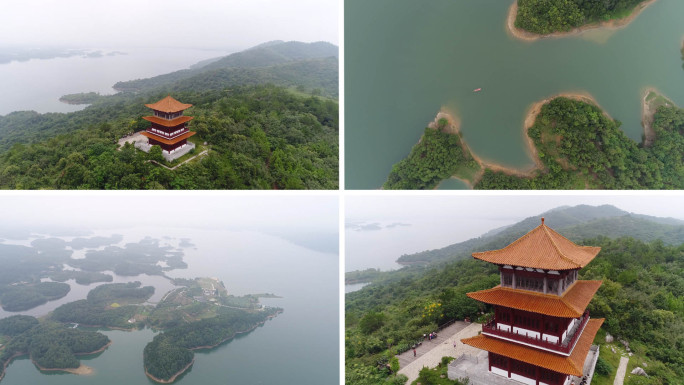 湖北松滋洈水风景区湖景 生态岛