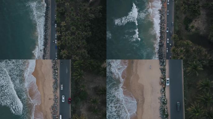 夜幕下的日月湾海边公路