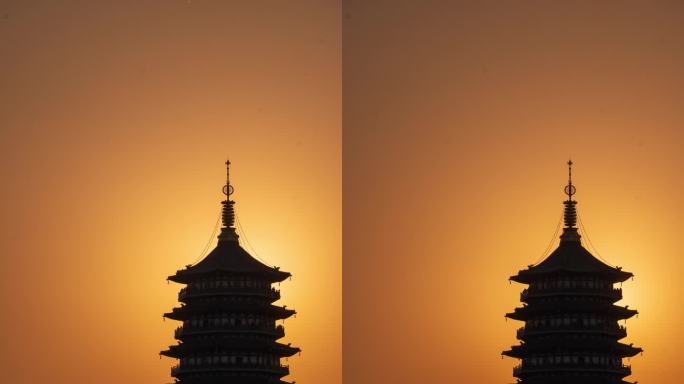 雷峰塔的夕阳阁楼延时