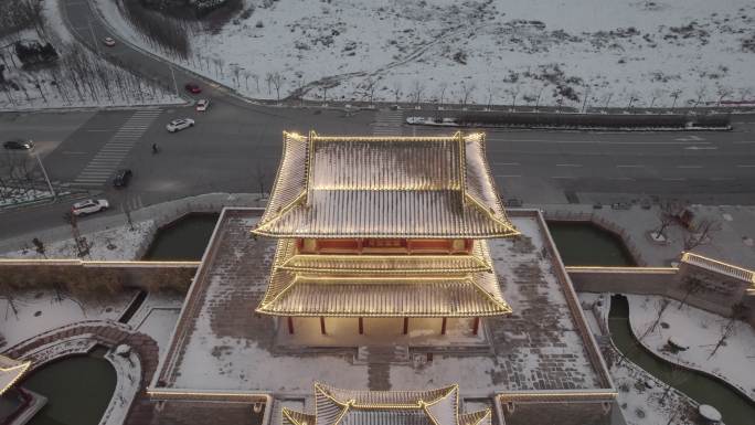 运城盐湖池神庙雪景