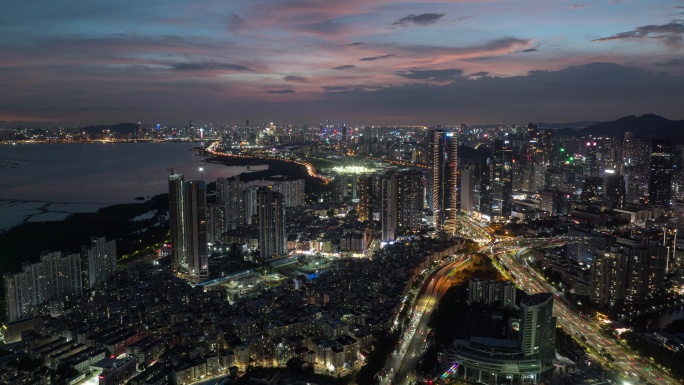 【正版原创】福田上沙高楼蓝调夜景延时