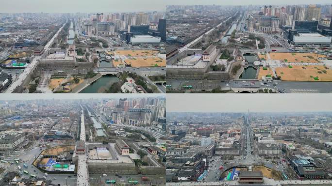 航拍西安永宁门城楼