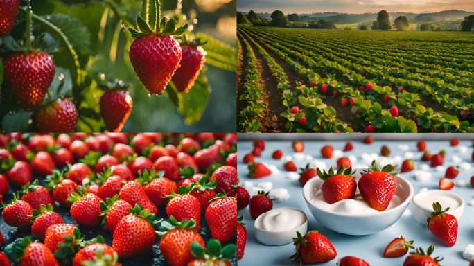 草莓 草莓园 草莓牛奶 草莓田地生态农业