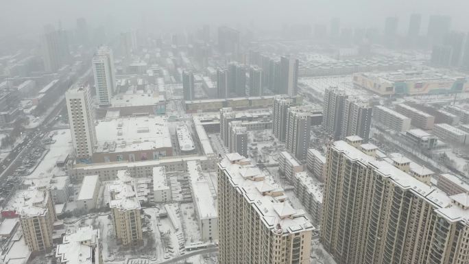 雪景 航拍 寿光 圣城街 大景