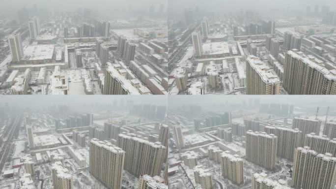 雪景 航拍 寿光 圣城街 大景