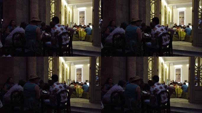 古巴哈瓦那餐馆夜景地拍