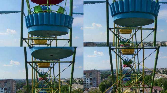 乘坐嘉年华的摩天轮。从乌克兰的日托米尔市俯瞰