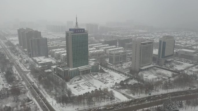 雪景 航拍 寿光 圣城街 大景