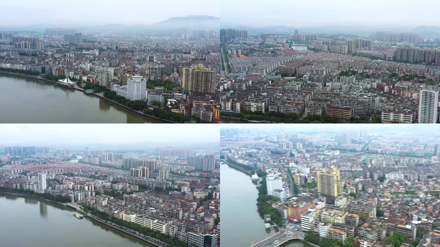 广东江门市开平市大景、潭江交汇处航拍