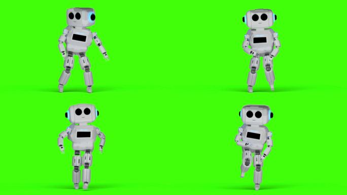 机器人跳舞的透明背景上推动的背景
