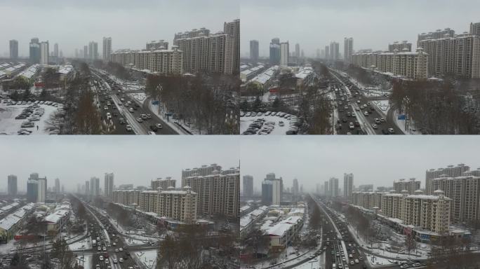 雪景 航拍 寿光 圣城街 大景