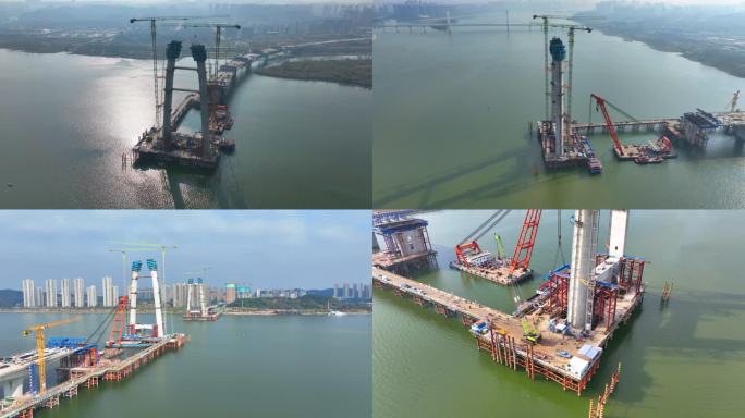 建设中的湘江大桥