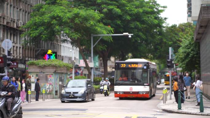 澳门街道交通澳门城市道路车流公路汽车行驶