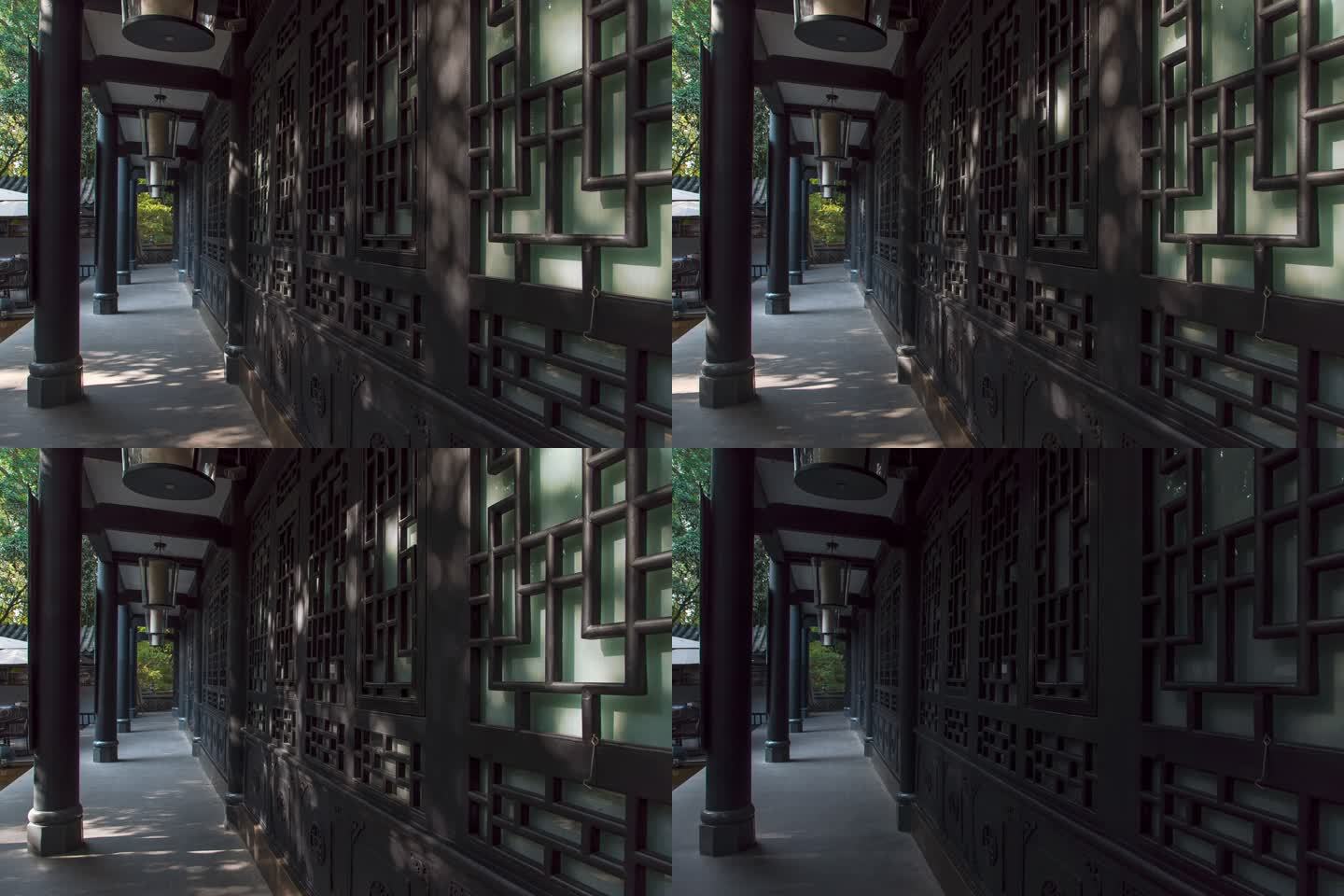 中式建筑走廊延时摄影
