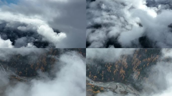 云层穿梭 飞机视角 高空