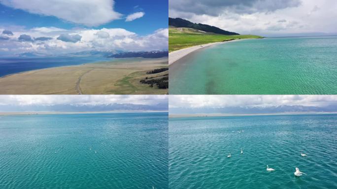 新疆4K航拍赛里木湖自然风光
