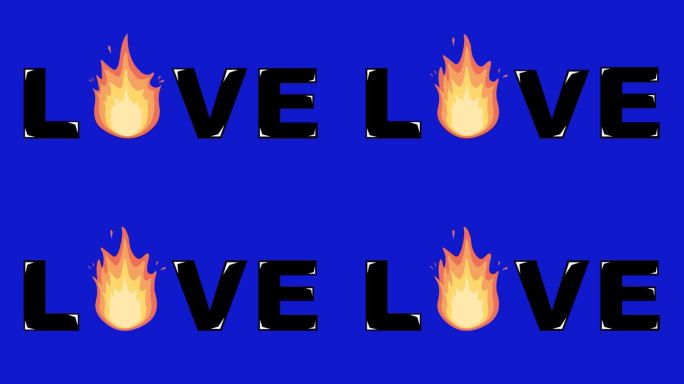 视频动画爱情文字文字火焰火焰运动激情概念