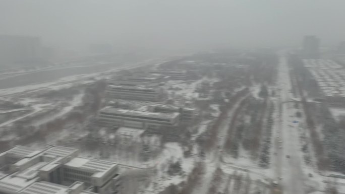 雪景 航拍 寿光 圣城街 大景