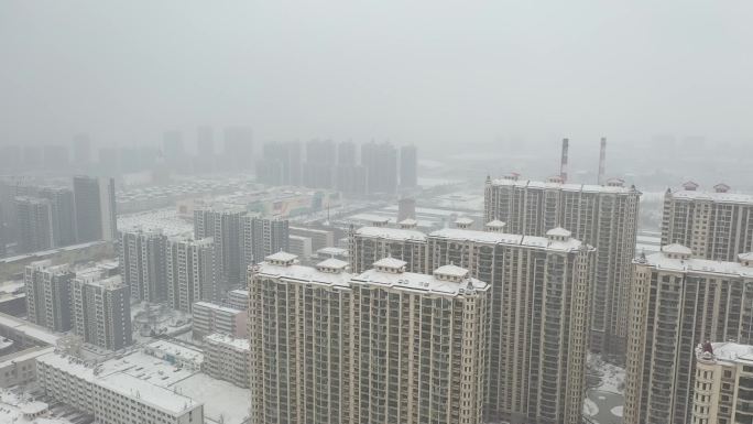 雪景 航拍 寿光 圣城街 大景