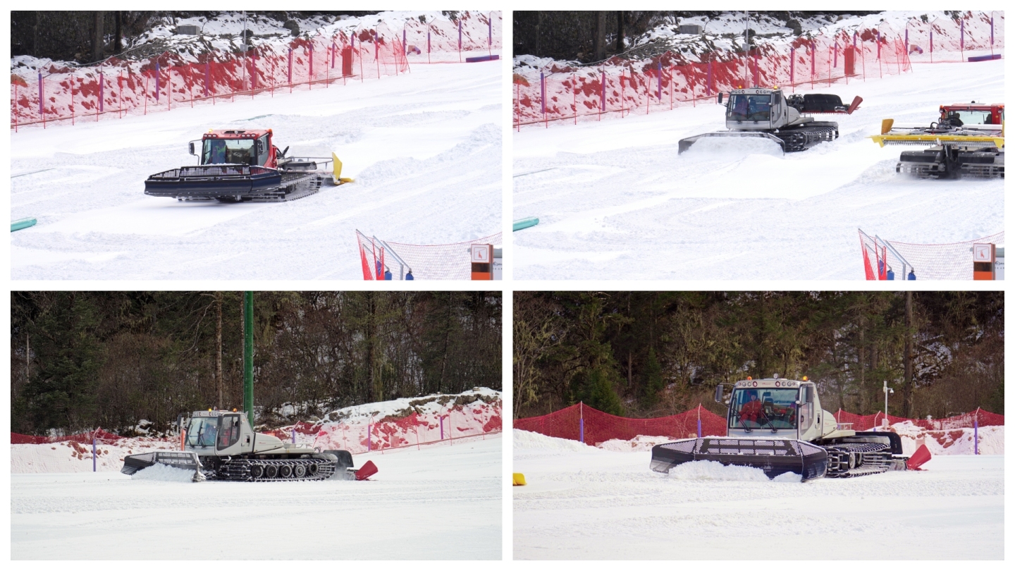 冬季滑雪场雪地工程车工作