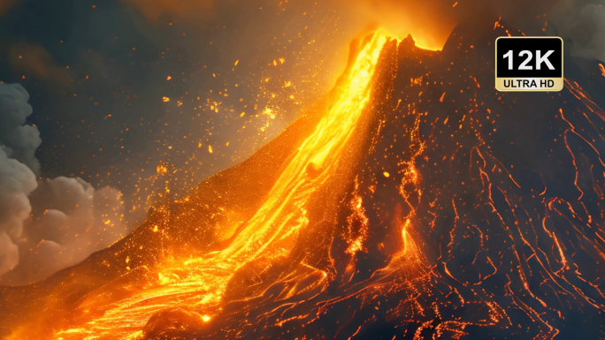 火山爆发合集舞台背景沉浸式宽屏熔浆地质