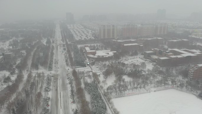 雪景 航拍 寿光 圣城街 大景