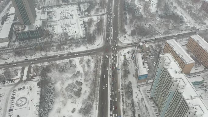 雪景 航拍 寿光 圣城街 大景