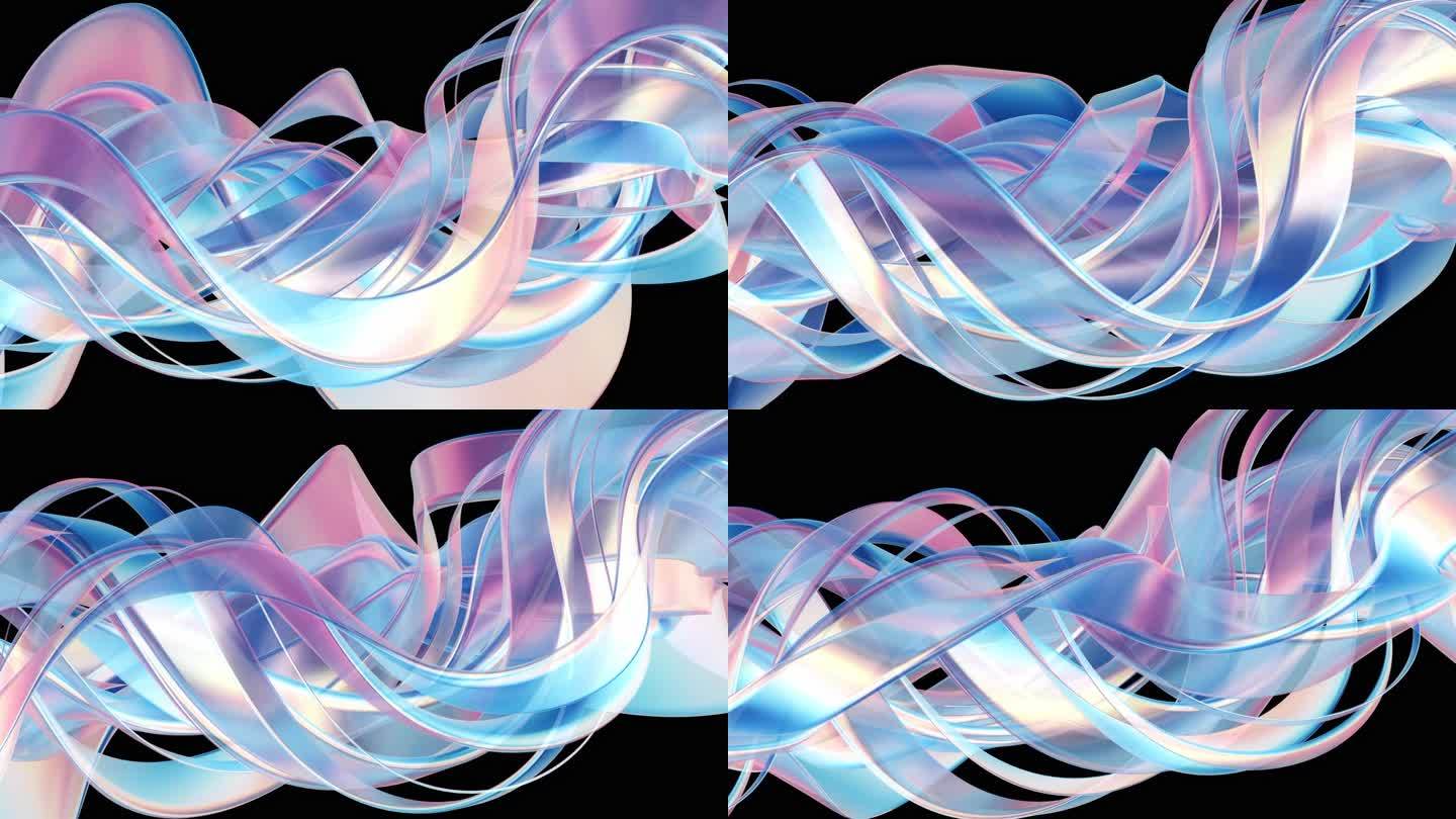 抽象曲线螺旋玻璃材料波动动画