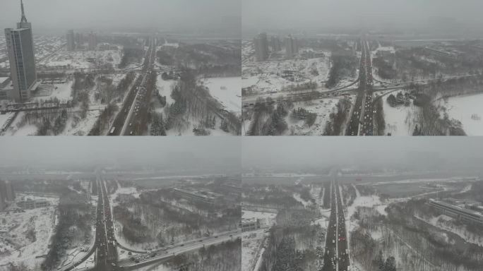 雪景 航拍 寿光 圣城街 大景