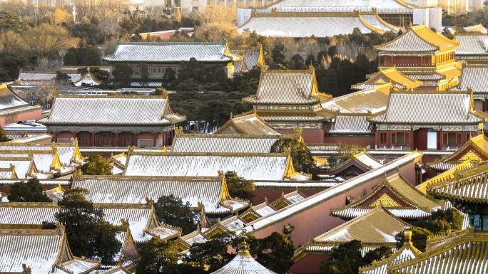 故宫绝美雪景日出延时摄影