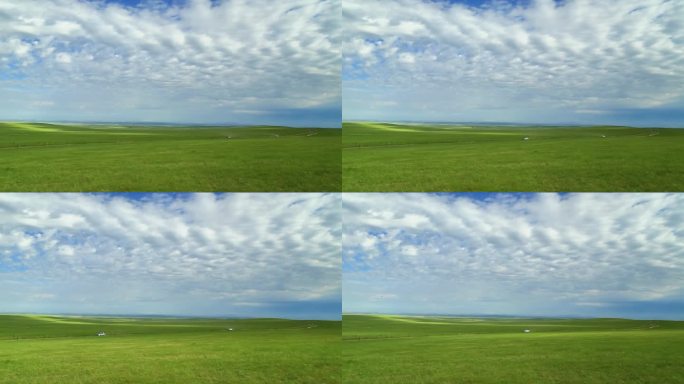 蓝天白云草地光影