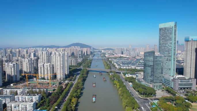 航拍无锡京杭运河