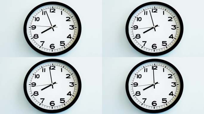 白色挂钟上的白色钟面特写，箭头显示20:00或08:00