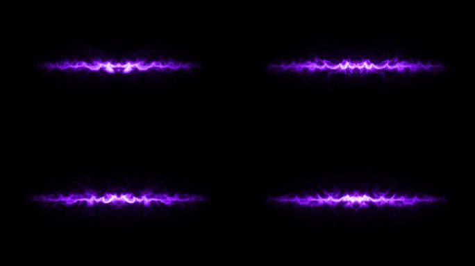 3 d动画。黑色背景上快速移动的能量路径。强大的紫色放电。神奇的线条形状动画。未来科技效应