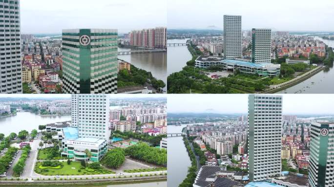 开平中国银行、江门国际金融大厦航拍