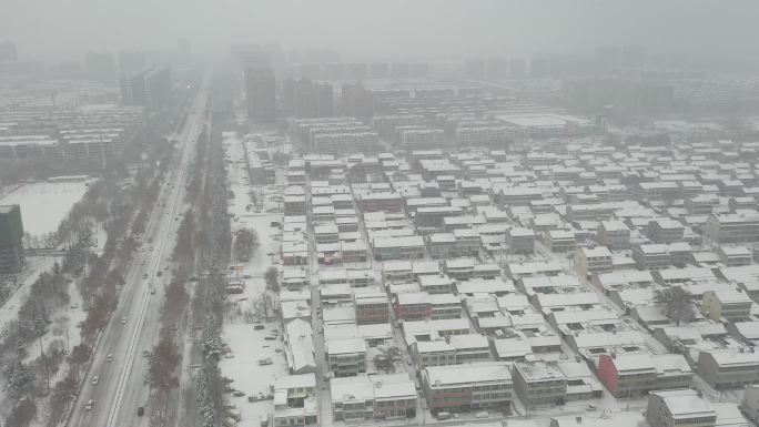 雪景 航拍 寿光 圣城街 大景