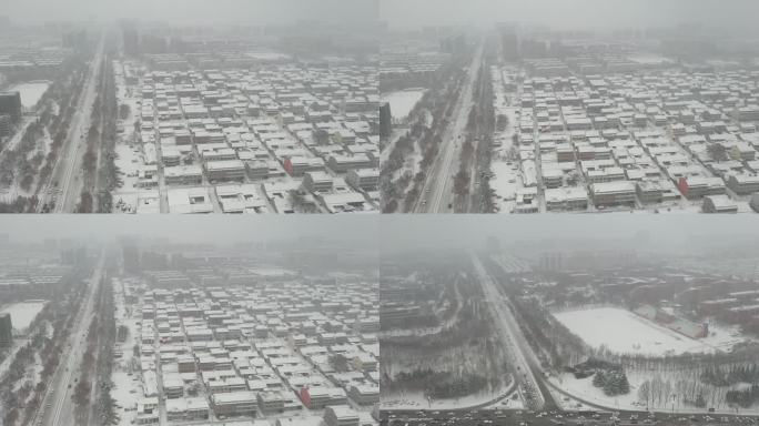 雪景 航拍 寿光 圣城街 大景