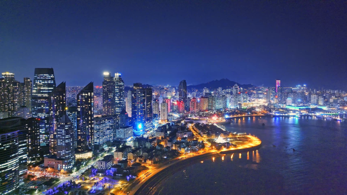 青岛浮山湾夜景航拍