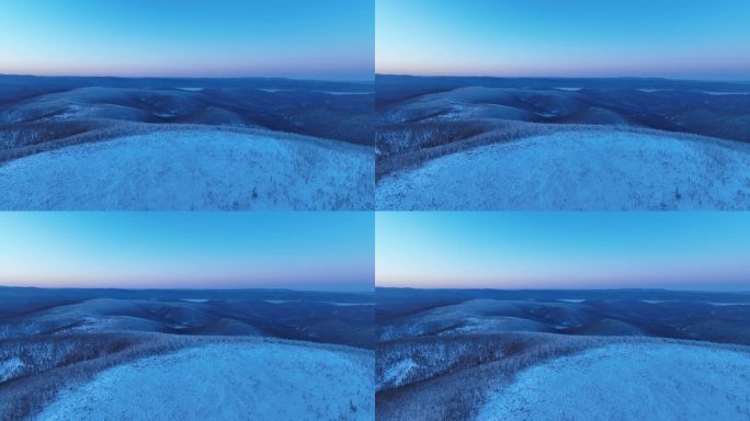 大兴安岭自然风光寒冬森林一抹晚霞