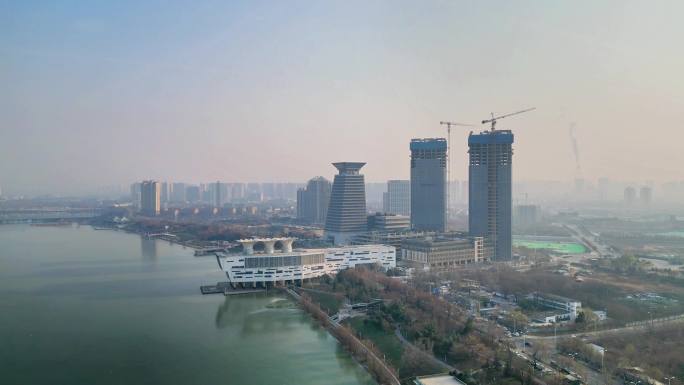 航拍西安苏陕国际金融中心