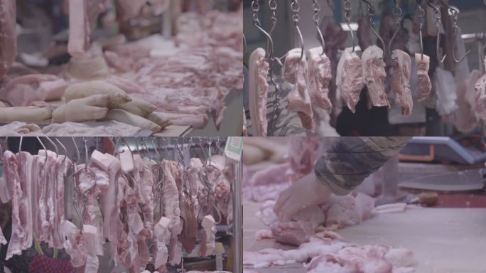 菜市场猪肉摊售卖猪肉切肉买肉slog3