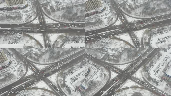 雪景 航拍 寿光 圣城街 大景