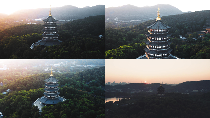 【4K】杭州雷峰塔清晨航拍