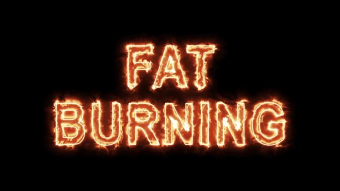燃烧脂肪文本动画黑色背景火动画在4K。