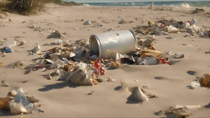 沙滩上垃圾污染生活垃圾保护环境