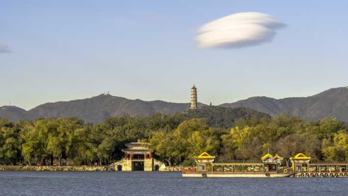 北京颐和园西堤帽子云延时摄影